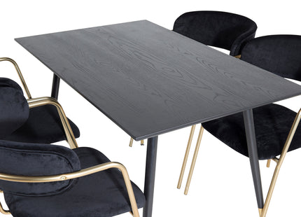 Venture Home Arrow & Dipp Matstolar 2-pack Svart + Rektangulära Matbord 120 x 85 Svart