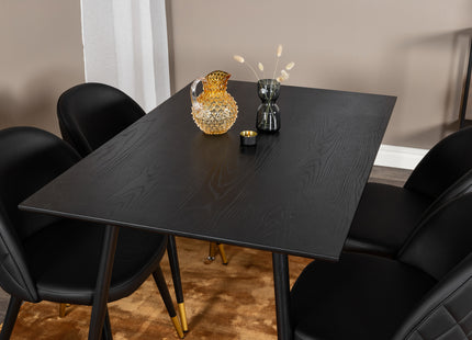 Venture Home Dipp & Velvet Rektangulära Matbord 120 x 85 Svart + Matstolar 2-pack Svart