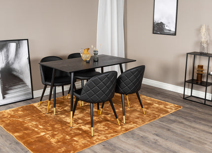 Venture Home Dipp & Velvet Rektangulära Matbord 120 x 85 Svart + Matstolar 2-pack Svart