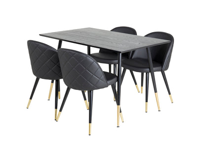 Venture Home Dipp & Velvet Rektangulära Matbord 120 x 85 Svart + Matstolar 2-pack Svart