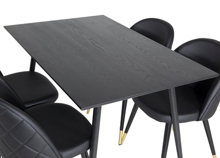 Venture Home Dipp & Velvet Rektangulära Matbord 120 x 85 Svart + Matstolar 2-pack Svart