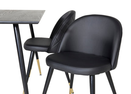 Venture Home Dipp & Velvet Rektangulära Matbord 120 x 85 Svart + Matstolar 2-pack Svart