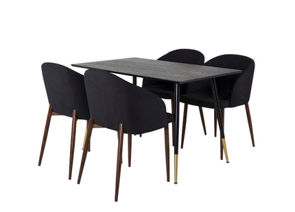 Venture Home Arch & Dipp Matstolar 2-pack Svart + Rektangulära Matbord 120 x 85 Svart