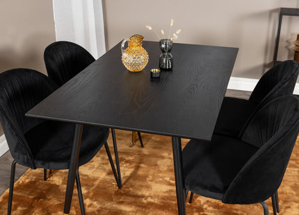 Venture Home Wrinkles & Dipp Matstolar 2-pack Svart + Rektangulära Matbord 120 x 85 Svart