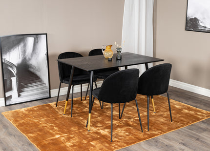 Venture Home Wrinkles & Dipp Matstolar 2-pack Svart + Rektangulära Matbord 120 x 85 Svart