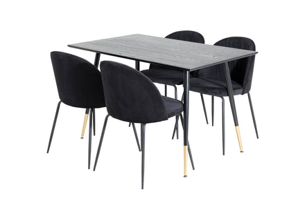 Venture Home Wrinkles & Dipp Matstolar 2-pack Svart + Rektangulära Matbord 120 x 85 Svart