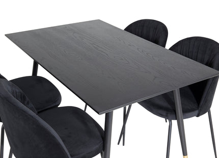 Venture Home Wrinkles & Dipp Matstolar 2-pack Svart + Rektangulära Matbord 120 x 85 Svart