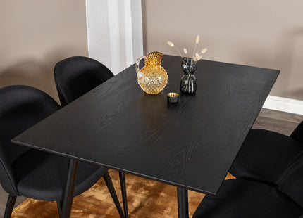 Venture Home Dipp & Velvet Rektangulära Matbord 120 x 85 Svart + Matstolar 2-pack Svart