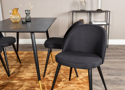 Venture Home Dipp & Velvet Rektangulära Matbord 120 x 85 Svart + Matstolar 2-pack Svart