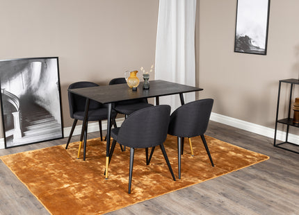 Venture Home Dipp & Velvet Rektangulära Matbord 120 x 85 Svart + Matstolar 2-pack Svart