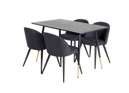 Venture Home Dipp & Velvet Rektangulära Matbord 120 x 85 Svart + Matstolar 2-pack Svart