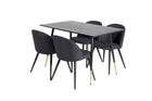 Venture Home Dipp & Velvet Rektangulära Matbord 120 x 85 Svart + Matstolar 2-pack Svart