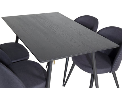 Venture Home Dipp & Velvet Rektangulära Matbord 120 x 85 Svart + Matstolar 2-pack Svart
