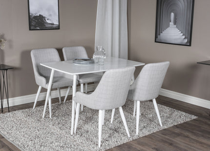 Venture Home Plaza & Polar Matstolar 2-pack Grå + Rektangulära Matbord 120 x 75 Vit