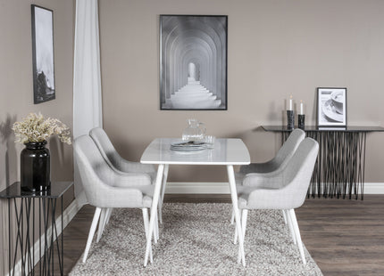 Venture Home Plaza & Polar Matstolar 2-pack Grå + Rektangulära Matbord 120 x 75 Vit