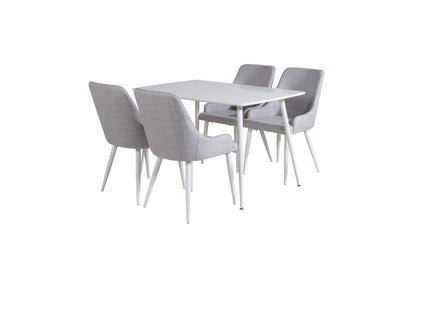 Venture Home Plaza & Polar Matstolar 2-pack Grå + Rektangulära Matbord 120 x 75 Vit