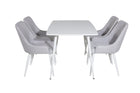 Venture Home Plaza & Polar Matstolar 2-pack Grå + Rektangulära Matbord 120 x 75 Vit