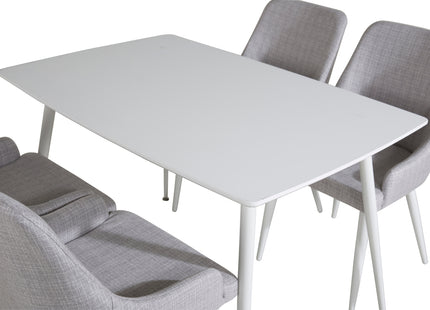 Venture Home Plaza & Polar Matstolar 2-pack Grå + Rektangulära Matbord 120 x 75 Vit