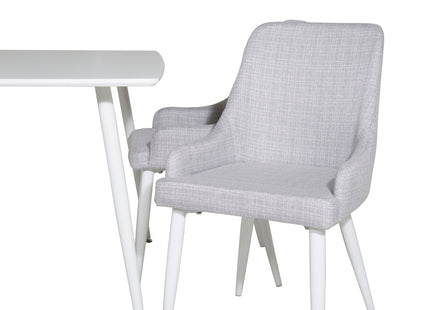 Venture Home Plaza & Polar Matstolar 2-pack Grå + Rektangulära Matbord 120 x 75 Vit