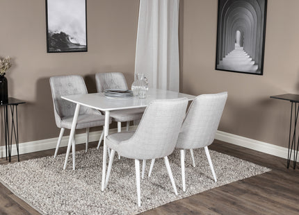 Venture Home Polar & Velvet Deluxe Rektangulära Matbord 120 x 75 Vit + Matstolar 2-pack Ljusgrå