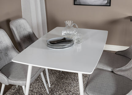 Venture Home Polar & Velvet Deluxe Rektangulära Matbord 120 x 75 Vit + Matstolar 2-pack Ljusgrå
