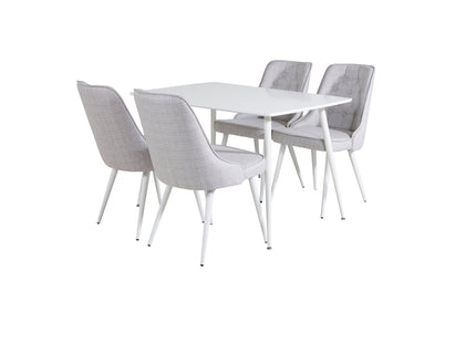Venture Home Polar & Velvet Deluxe Rektangulära Matbord 120 x 75 Vit + Matstolar 2-pack Ljusgrå