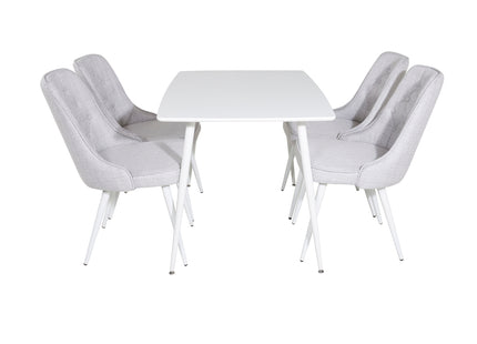 Venture Home Polar & Velvet Deluxe Rektangulära Matbord 120 x 75 Vit + Matstolar 2-pack Ljusgrå