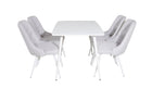 Venture Home Polar & Velvet Deluxe Rektangulära Matbord 120 x 75 Vit + Matstolar 2-pack Ljusgrå