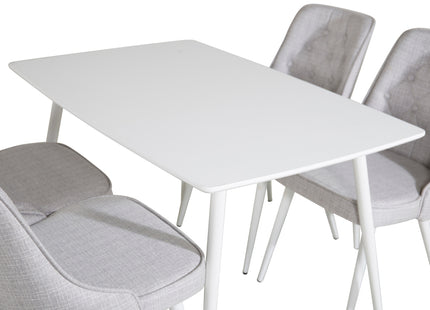 Venture Home Polar & Velvet Deluxe Rektangulära Matbord 120 x 75 Vit + Matstolar 2-pack Ljusgrå