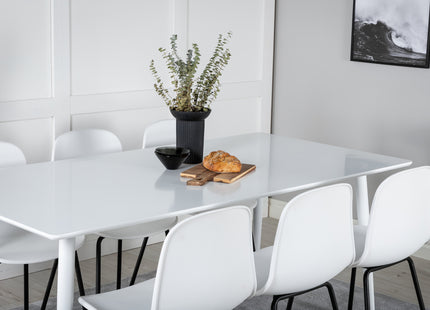 Venture Home Arctic & Polar Matstolar 2-pack Vit + Rektangulära Matbord 180 x 90 Vit