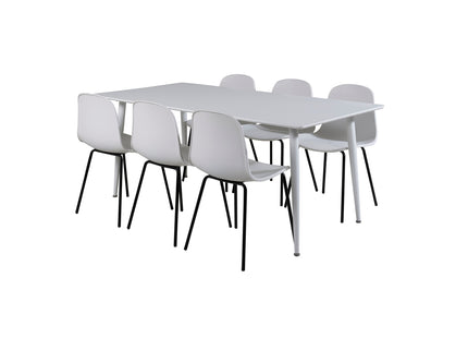 Venture Home Arctic & Polar Matstolar 2-pack Vit + Rektangulära Matbord 180 x 90 Vit