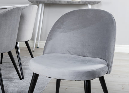 Venture Home Polar & Velvet Rektangulära Matbord 180 x 90 Vit + Matstolar 2-pack Grå