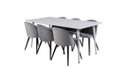 Venture Home Polar & Velvet Rektangulära Matbord 180 x 90 Vit + Matstolar 2-pack Grå