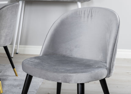 Venture Home Polar & Velvet Rektangulära Matbord 180 x 90 Vit + Matstolar 2-pack Grå