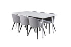 Venture Home Polar & Velvet Rektangulära Matbord 180 x 90 Vit + Matstolar 2-pack Ljusgrå