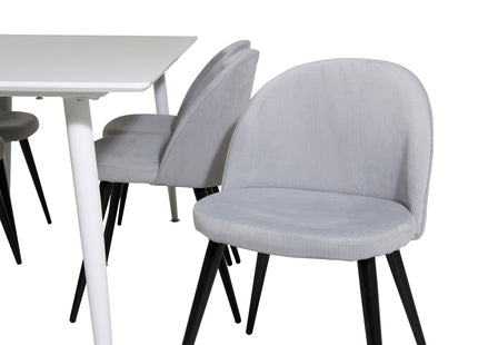 Venture Home Polar & Velvet Rektangulära Matbord 180 x 90 Vit + Matstolar 2-pack Ljusgrå