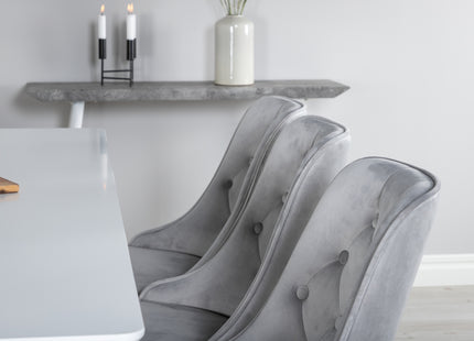 Venture Home Polar & Velvet Deluxe Rektangulära Matbord 180 x 90 Vit + Matstolar 2-pack Ljusgrå
