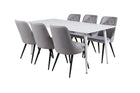 Venture Home Polar & Velvet Deluxe Rektangulära Matbord 180 x 90 Vit + Matstolar 2-pack Ljusgrå