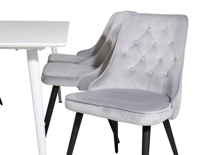 Venture Home Polar & Velvet Deluxe Rektangulära Matbord 180 x 90 Vit + Matstolar 2-pack Ljusgrå