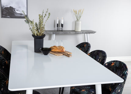 Venture Home Polar & Velvet Rektangulära Matbord 180 x 90 Vit + Matstolar 2-pack Svart