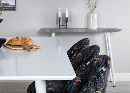 Venture Home Polar & Velvet Rektangulära Matbord 180 x 90 Vit + Matstolar 2-pack Svart
