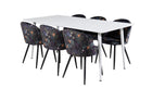 Venture Home Polar & Velvet Rektangulära Matbord 180 x 90 Vit + Matstolar 2-pack Svart