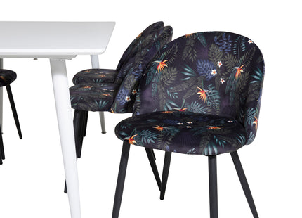 Venture Home Polar & Velvet Rektangulära Matbord 180 x 90 Vit + Matstolar 2-pack Svart