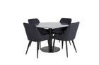 Venture Home Plaza & Estelle Matstolar 2-pack Svart + Runda Matbord ⌀106 Mörkgrå