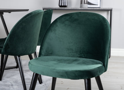 Venture Home Velvet & Marina Matstolar 2-pack Grön + Rektangulära Matbord 180 x 90 Svart