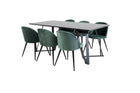 Venture Home Velvet & Marina Matstolar 2-pack Grön + Rektangulära Matbord 180 x 90 Svart