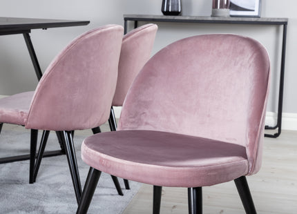 Venture Home Velvet & Marina Matstolar 2-pack Dammig rosa + Rektangulära Matbord 180 x 90 Svart