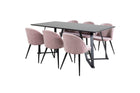 Venture Home Velvet & Marina Matstolar 2-pack Dammig rosa + Rektangulära Matbord 180 x 90 Svart