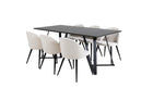 Venture Home Marina & Velvet Rektangulära Matbord 180 x 90 Svart + Matstolar 2-pack Grädde