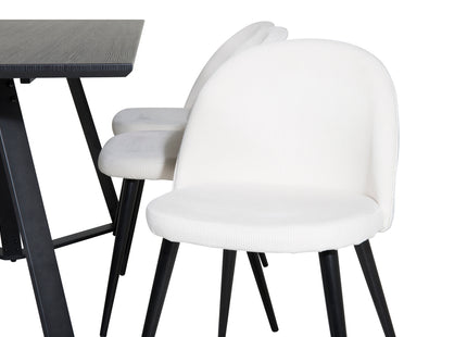 Venture Home Marina & Velvet Rektangulära Matbord 180 x 90 Svart + Matstolar 2-pack Grädde